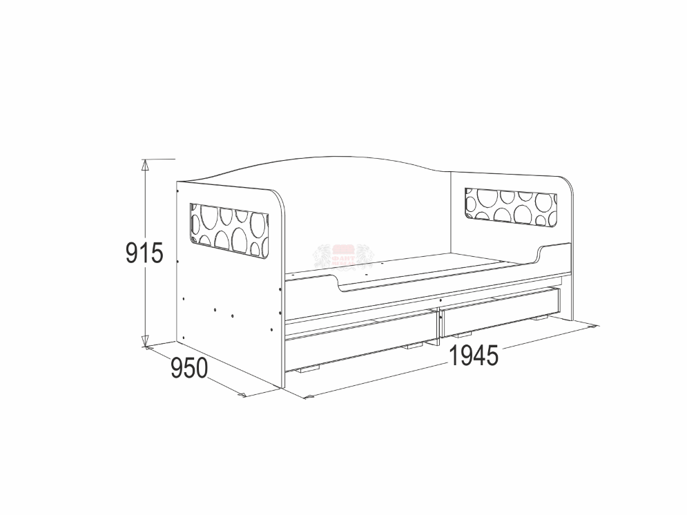 Кровать одинарная с подушками Омега - 16 