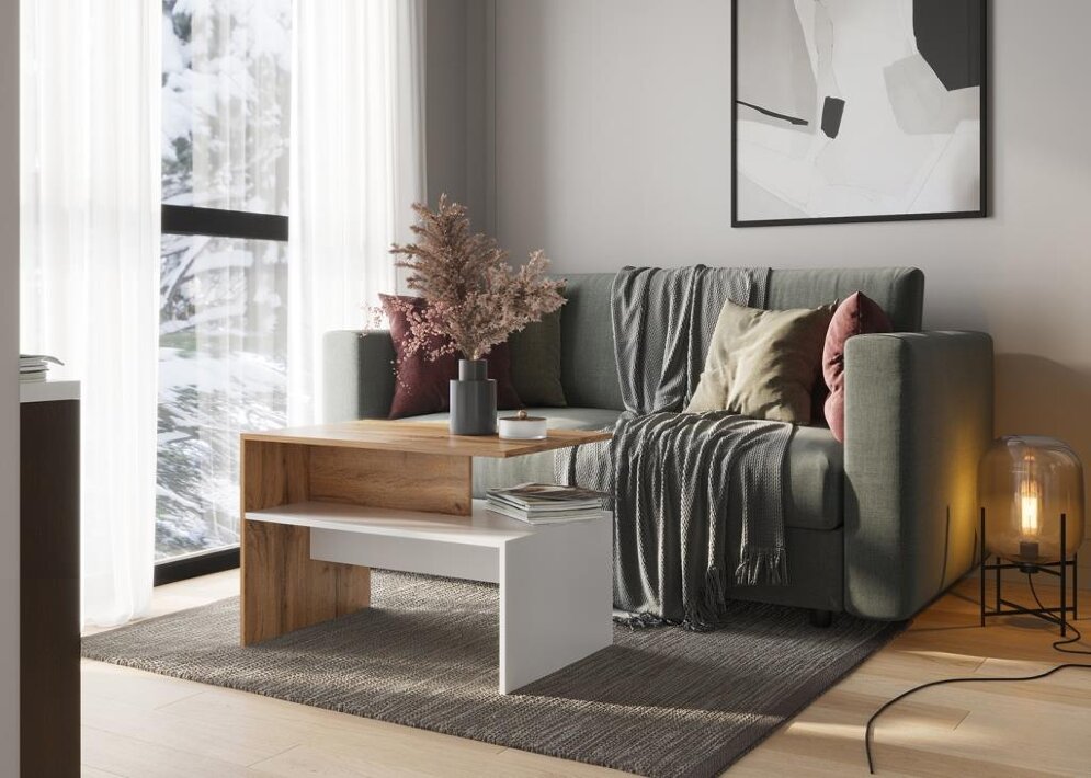 Журнальный стол Парус, белый/вотан 