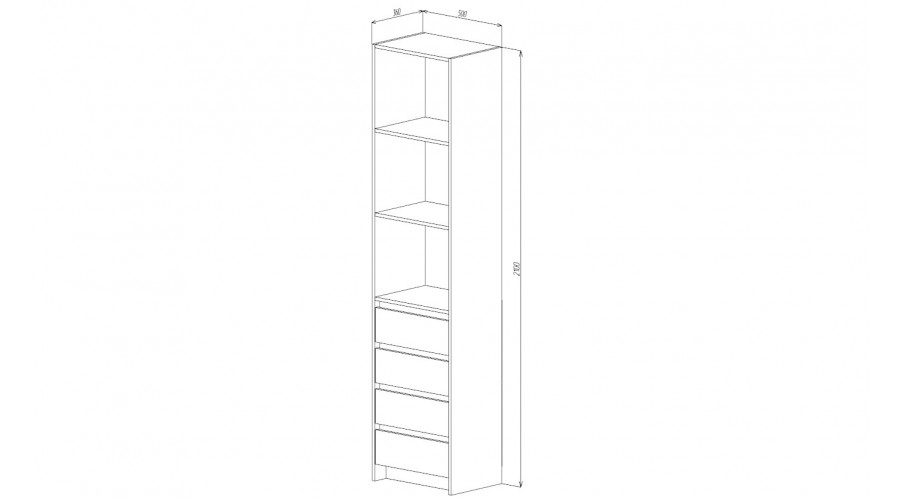 Стеллаж 4 ящика Бостон, Анкор светлый 