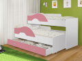 Кровать Матрешка (Радуга) 1,6 м. белый + розовый 