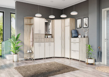 Обувница 3 створки Граф, Перламутр/Дуб баррик