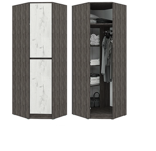 Шкаф угловой Милана, Ясень Анкор/Дуб Эльза 