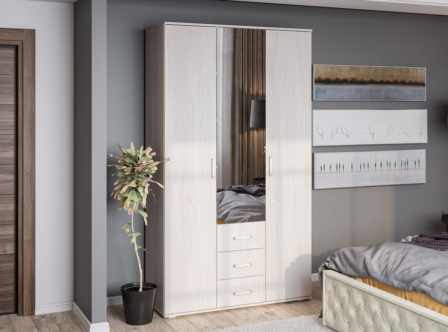 Шкаф 3х-створчатый Белла, ясень 