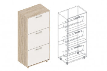 Обувница с ящиком Граф, Перламутр/Дуб баррик