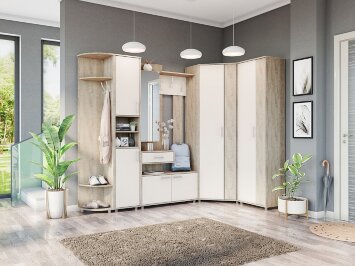 Обувница с ящиком Граф, Перламутр/Дуб баррик