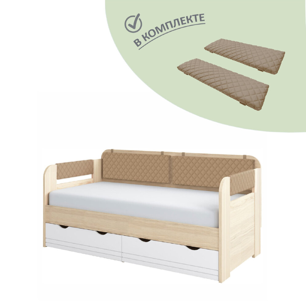 Кровать с комплектом подушек №800.4 Стиль, кофе с молоком 