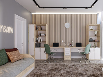 Шкаф открытый Оливия, Серый дуб/Белый