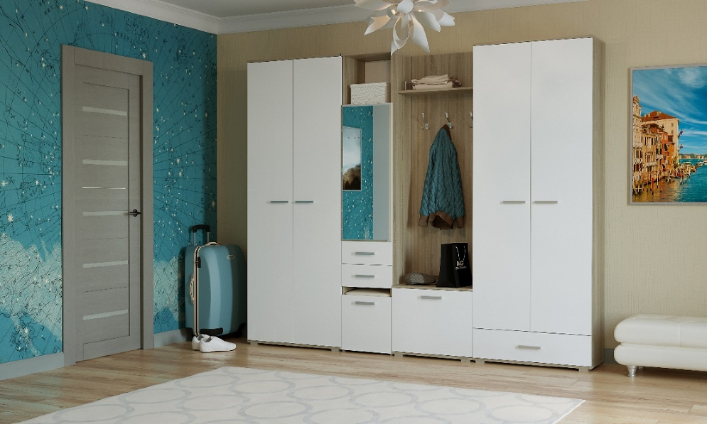 Вешалка 600 Италия, Сонома/белый глянец 