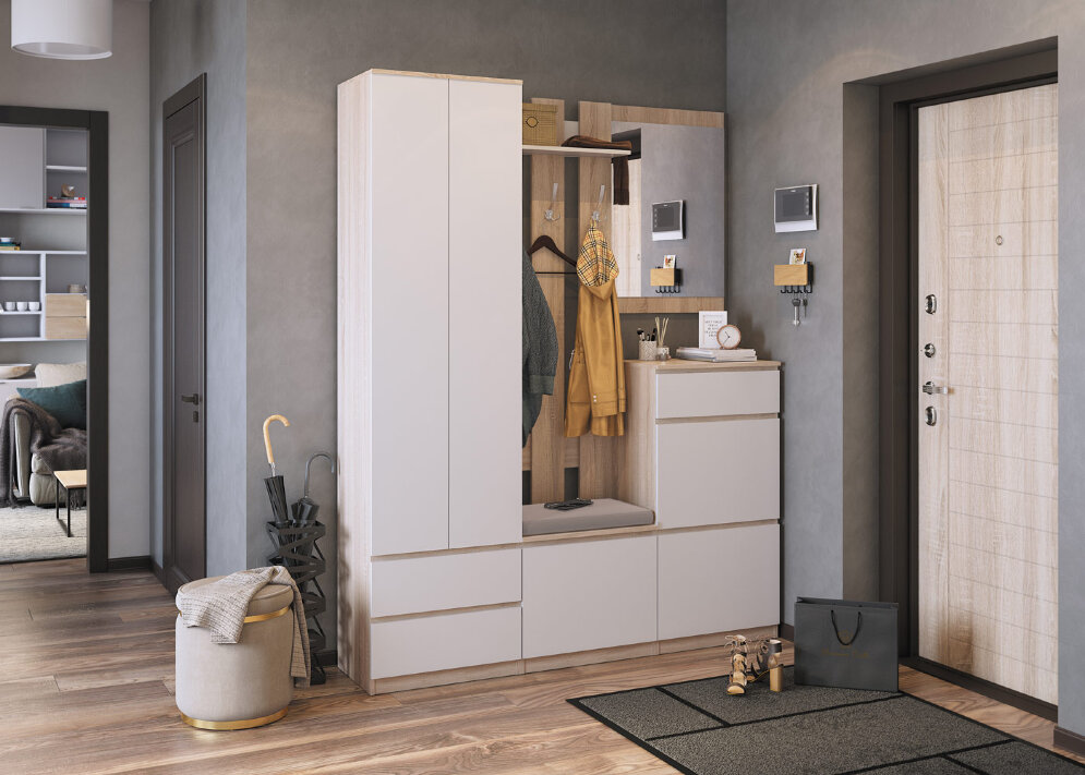 Шкаф для одежды с ящиками Лори, дуб сонома 