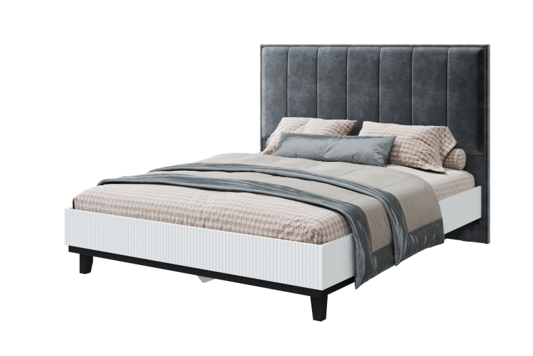 Кровать двуспальная  с мягким изголовьем и подъемным механизмом Шарлиз   