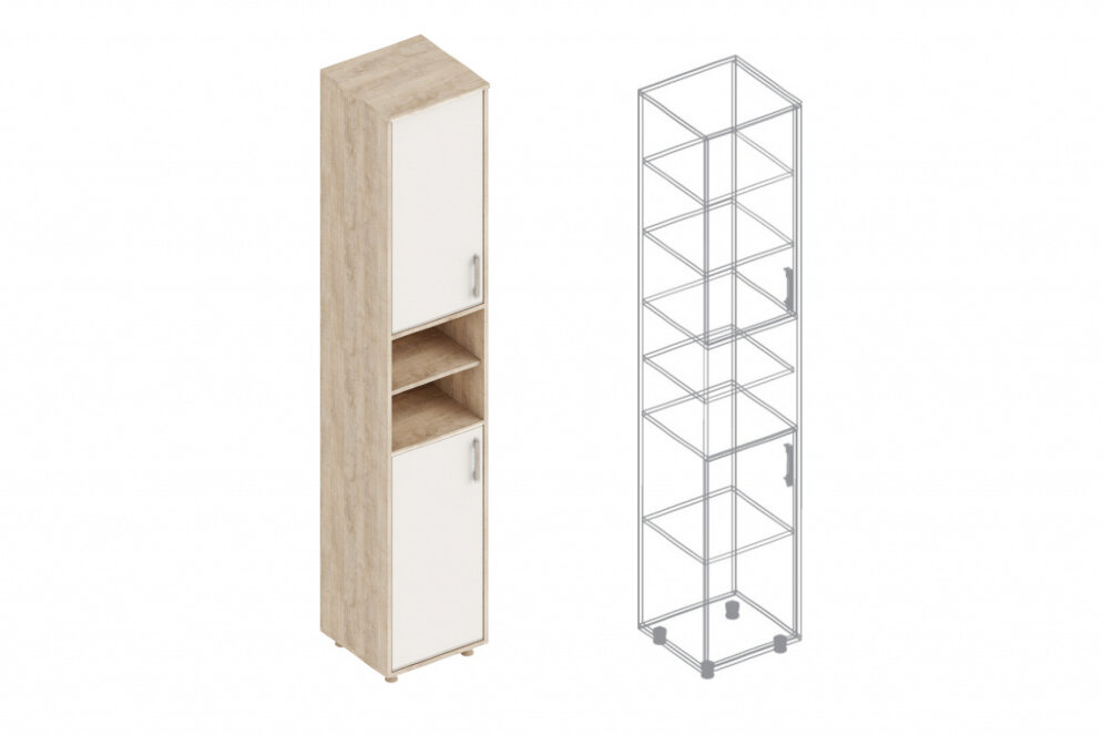 Пенал с нишей Граф, Перламутр/Дуб баррик 