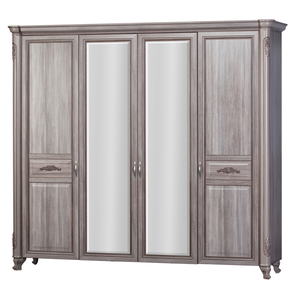 Шкаф 4-х дверный Скарлетт 381, дуб состаренный 