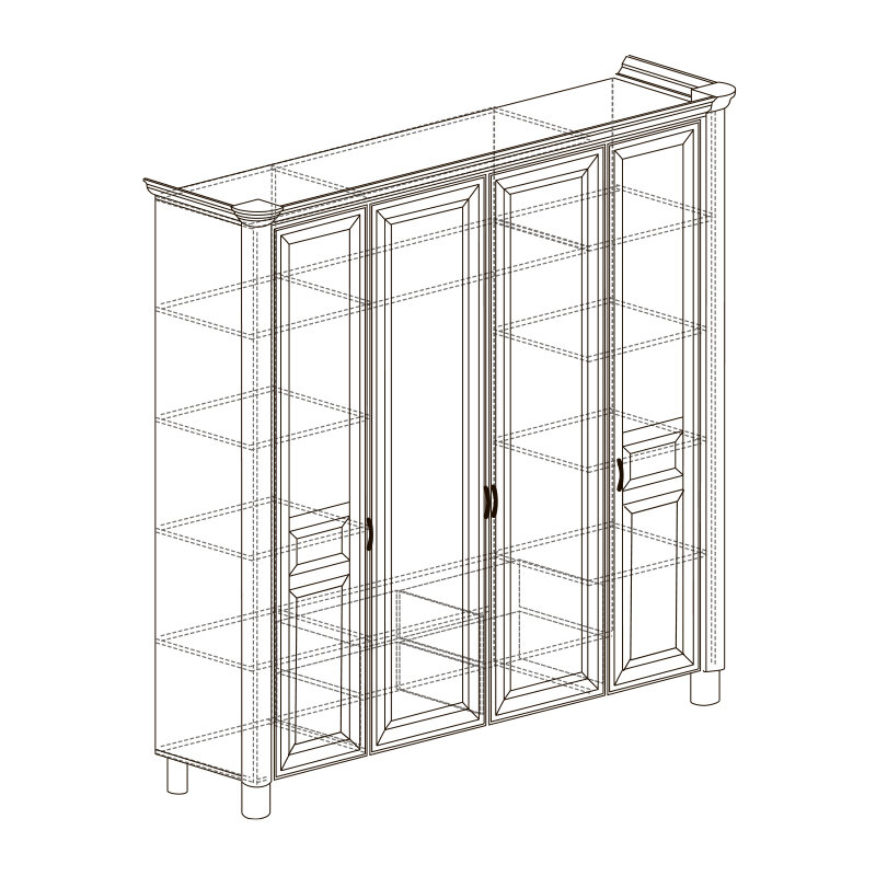 Шкаф 4-х дверный Скарлетт 381, дуб состаренный 