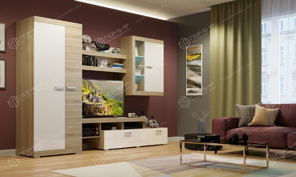 Тумба большая ТБС-2000 Соната, Сонома/Белый глянец  