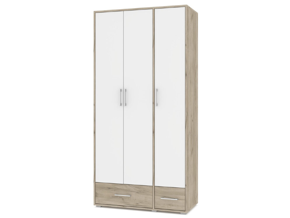 Шкаф трехстворчатый Оливия, Серый дуб/Белый 