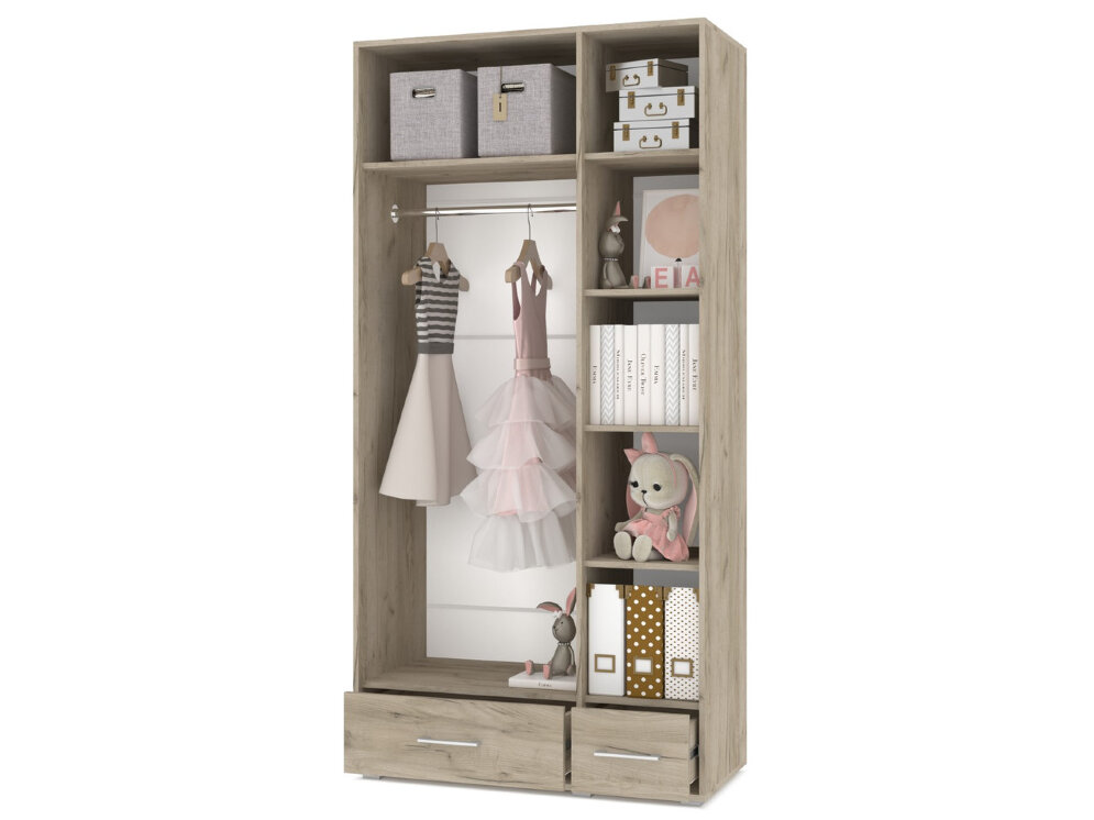 Шкаф трехстворчатый Оливия, Серый дуб/Белый 