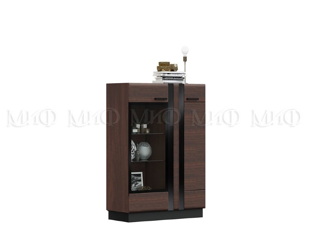 Шкаф-стекло низкий Магнолия, орех 