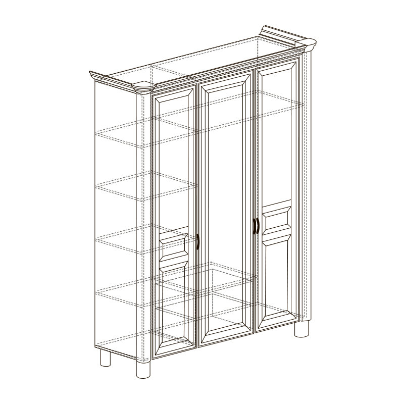 Шкаф 3-х дверный Скарлетт 382, дуб состаренный 