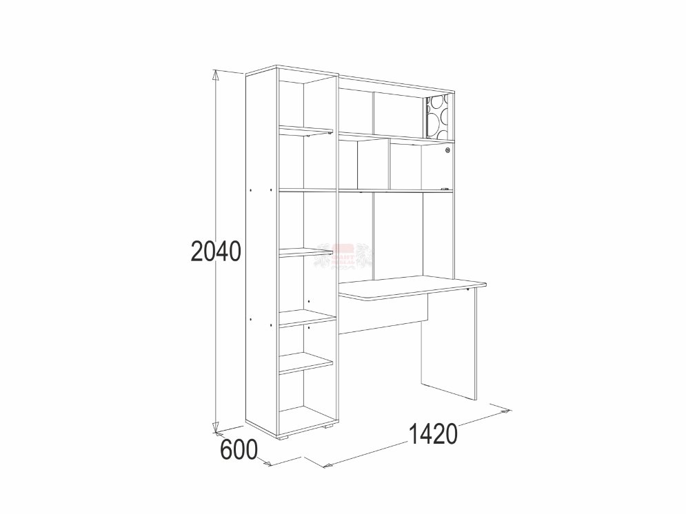 Стол письменный с надстройкой Омега - 16 