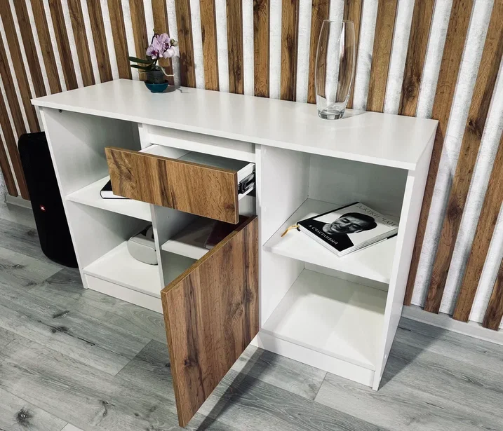 Тумба ТВ малая Парус, белый/вотан 