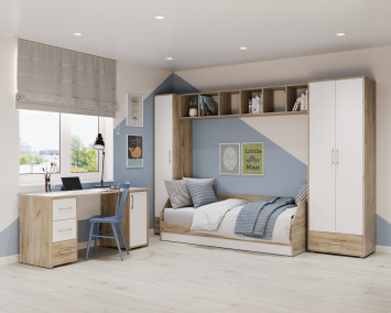 Стеллаж 370 Оливия, Серый дуб/Белый