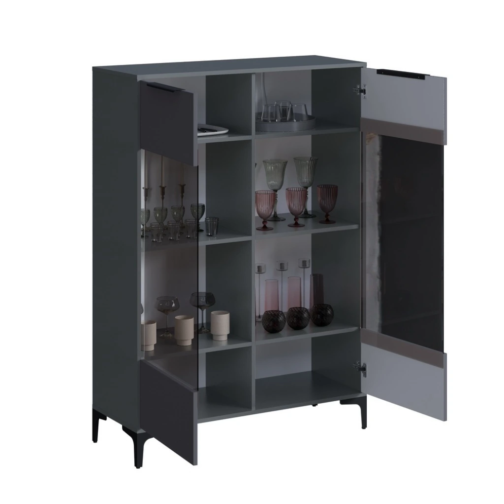 Шкаф со стеклом Кимберли, Графит 