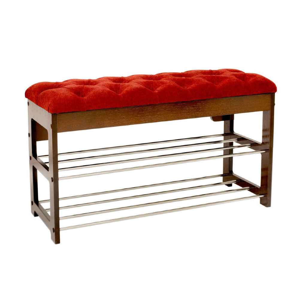 Банкетка Грейс с каретной стяжкой ,орех 