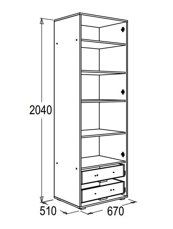 Шкаф 2-х дверный Омега - 16 