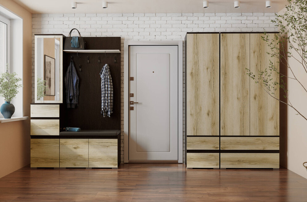 Пенал закрытый Плейона, венге/дуб делано 