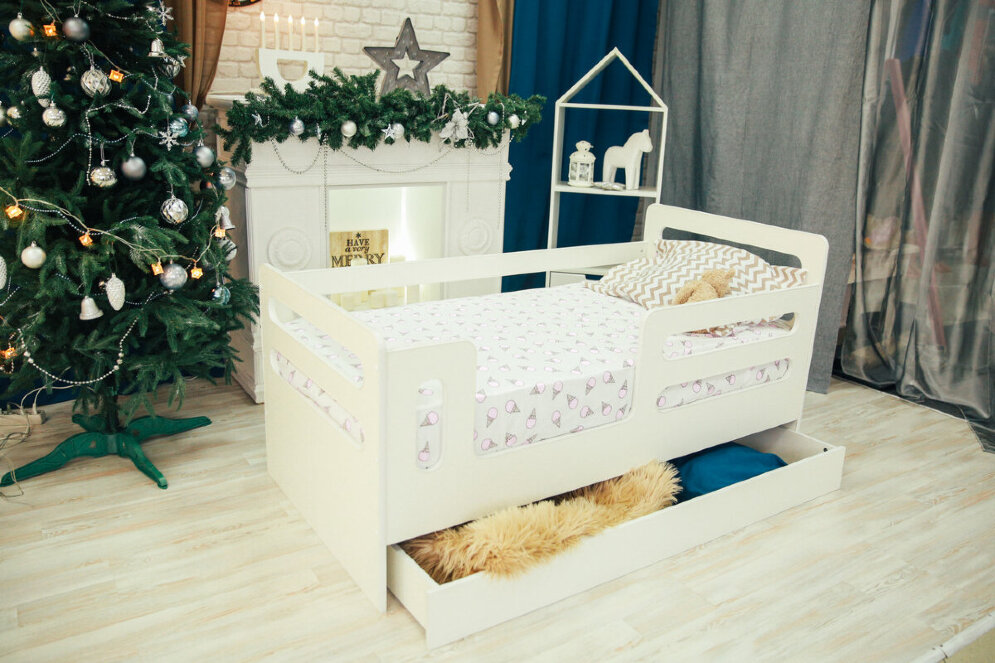 Кроватка-манеж Горизонтали с ящиком  