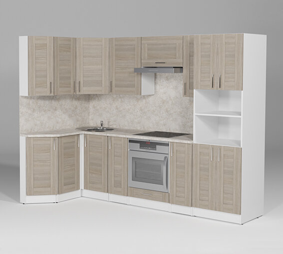 Кухонный гарнитур Лира гранд прайм, 260х140 см 