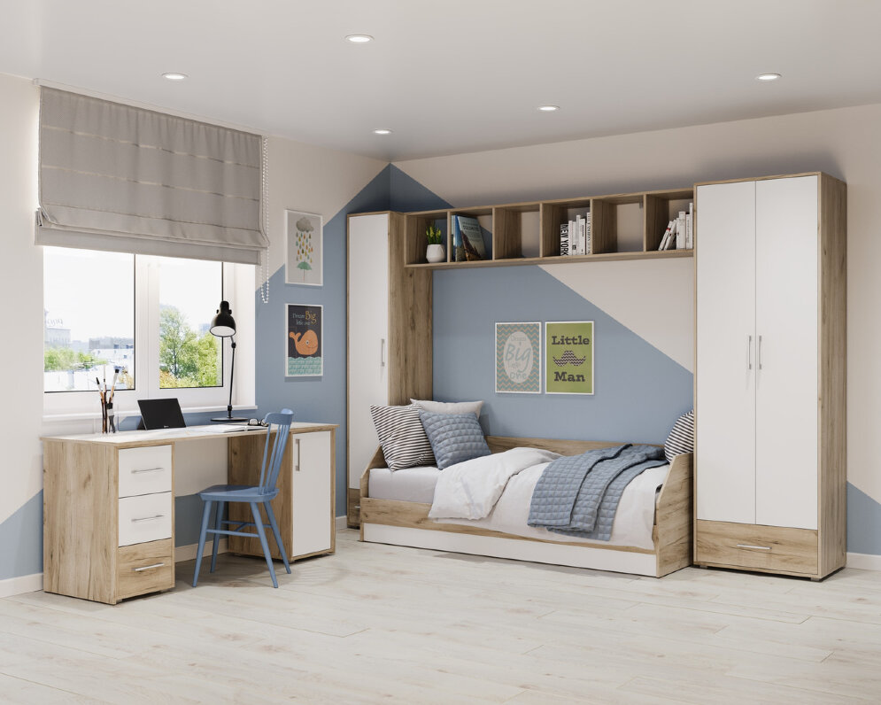 Стеллаж 704 Оливия, Серый дуб/Белый 