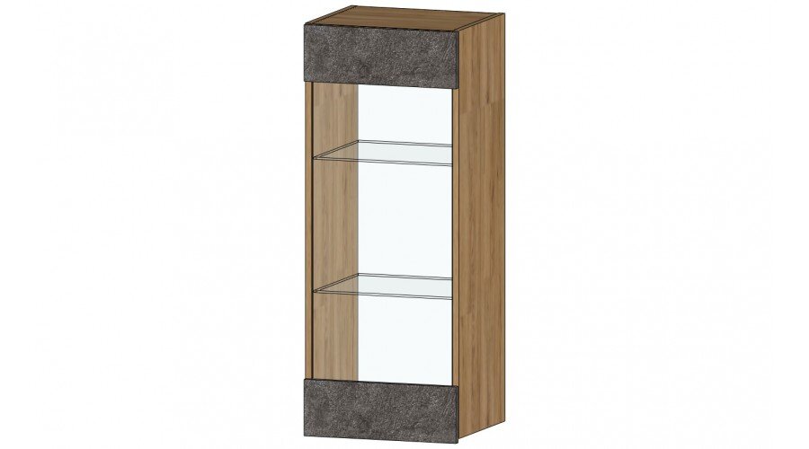 Шкаф со стеклом Даллас, Цемент темный/дуб вотан 