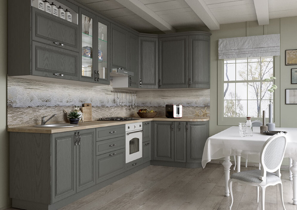 Модульная кухня Палермо (дуб фактурный антрацит) 