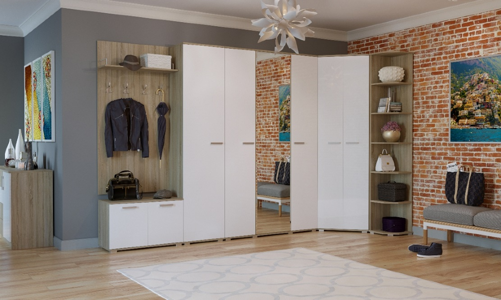 Пенал 400 Италия, Сонома/белый глянец 