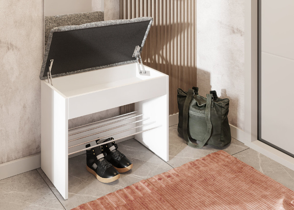 Тумба для обуви Лина, белый / фиолетовый 