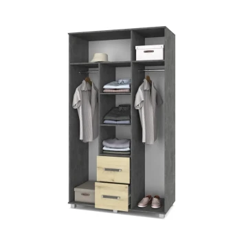 Шкаф трехстворчатый с ящиками В34 Виора, Камень темный/Ирландский дуб