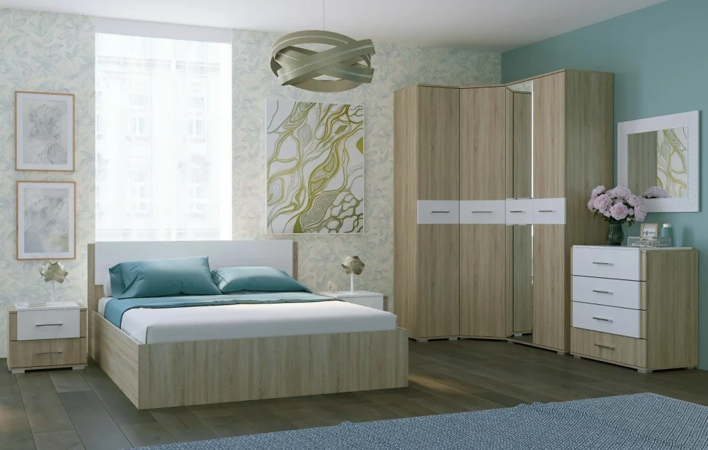 Тумбы прикроватные (2 штуки) Бьянка, Сонома / Белый глянец 