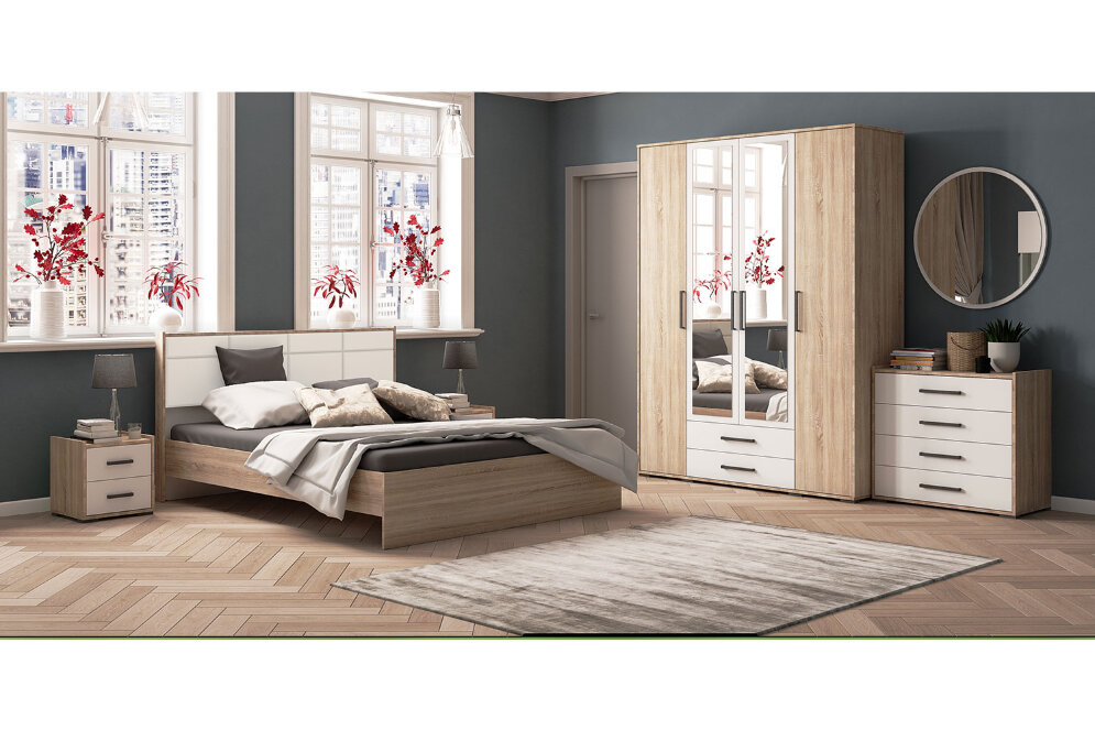 Тумба прикроватная Соната, Дуб сонома/Белый  