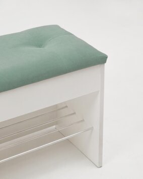 Тумба для обуви Лина, белый / бирюза