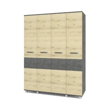 Шкаф четырехстворчатый В40 Виора, Камень темный/Ирландский дуб