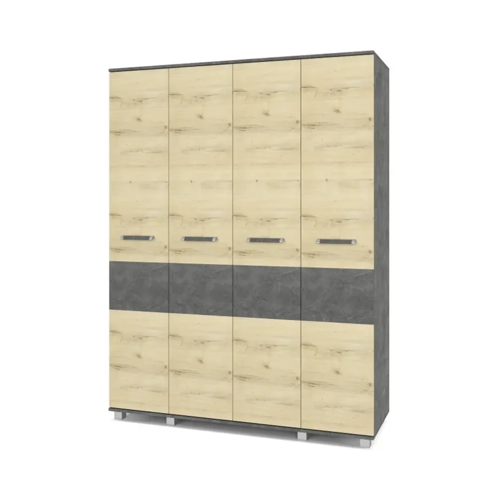 Шкаф четырехстворчатый В40 Виора, Камень темный/Ирландский дуб 