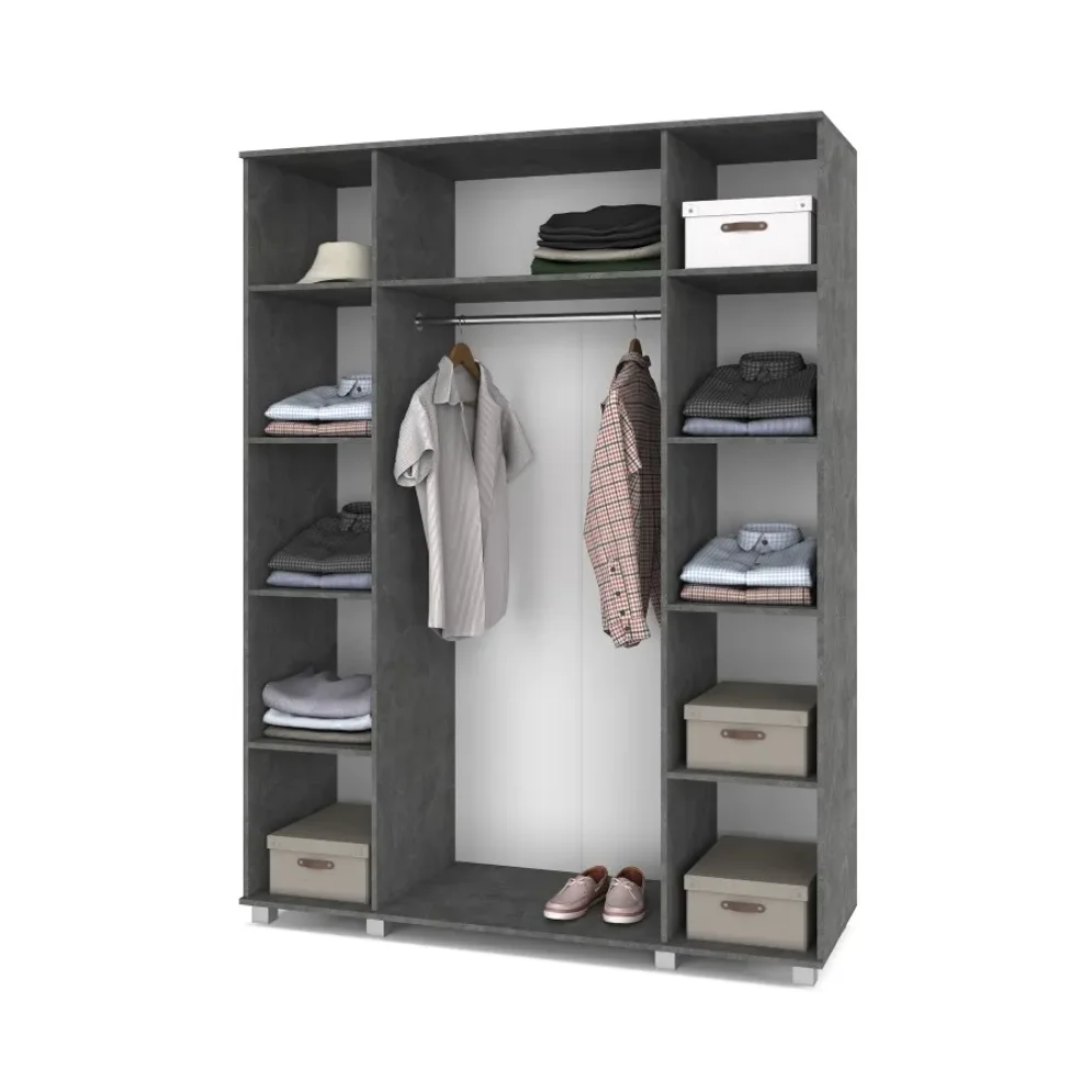 Шкаф четырехстворчатый В40 Виора, Камень темный/Ирландский дуб 