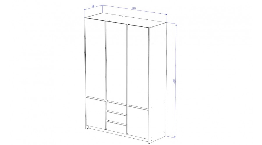 Шкаф 3-х створчатый Бостон, Анкор светлый 