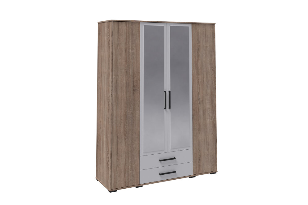 Шкаф 4 двери с ящиками Соната, Дуб сонома/Белый   