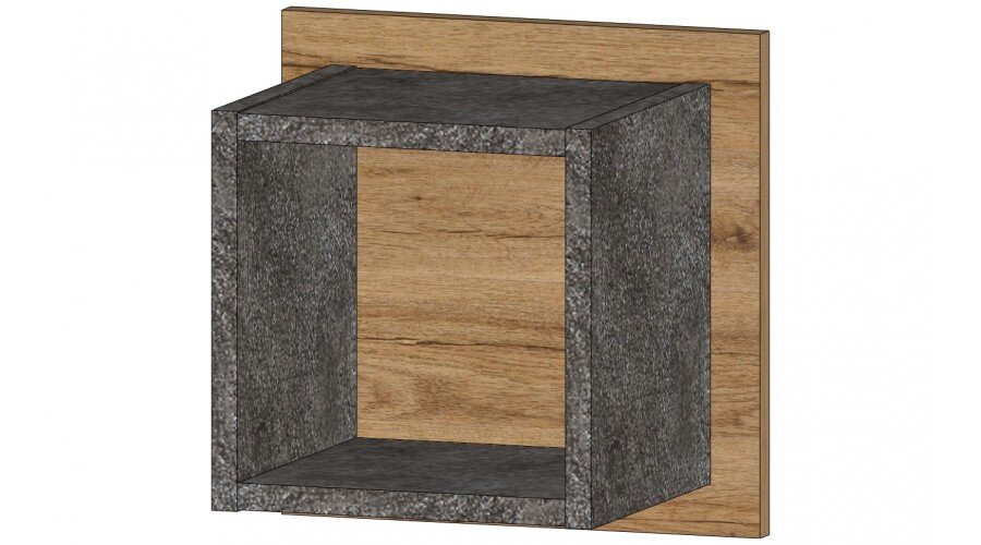 Полка квадратная Даллас, Цемент темный/дуб вотан 
