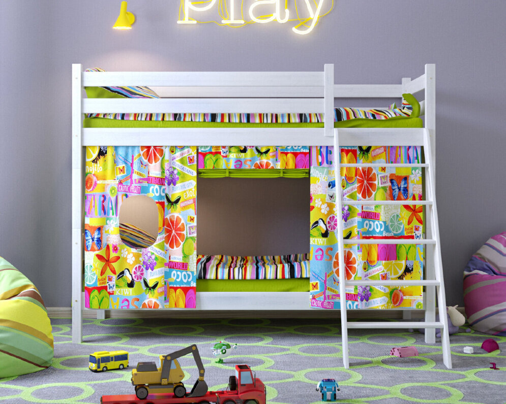 Двухъярусная кровать Сонечка с наклонной лестницей 