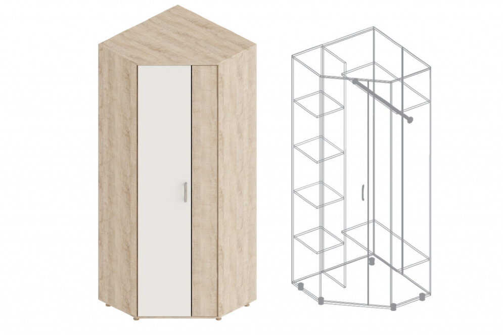 Шкаф угловой Граф, Перламутр/Дуб баррик 