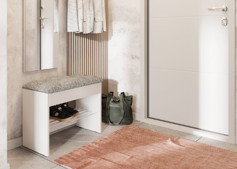 Тумба для обуви Лина, белый / синий 