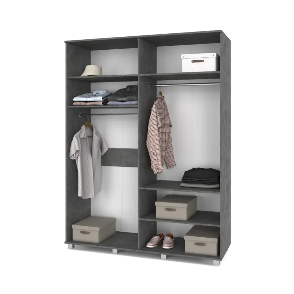 Шкаф четырехстворчатый с зеркалом В41 Виора, Камень темный/Ирландский дуб 